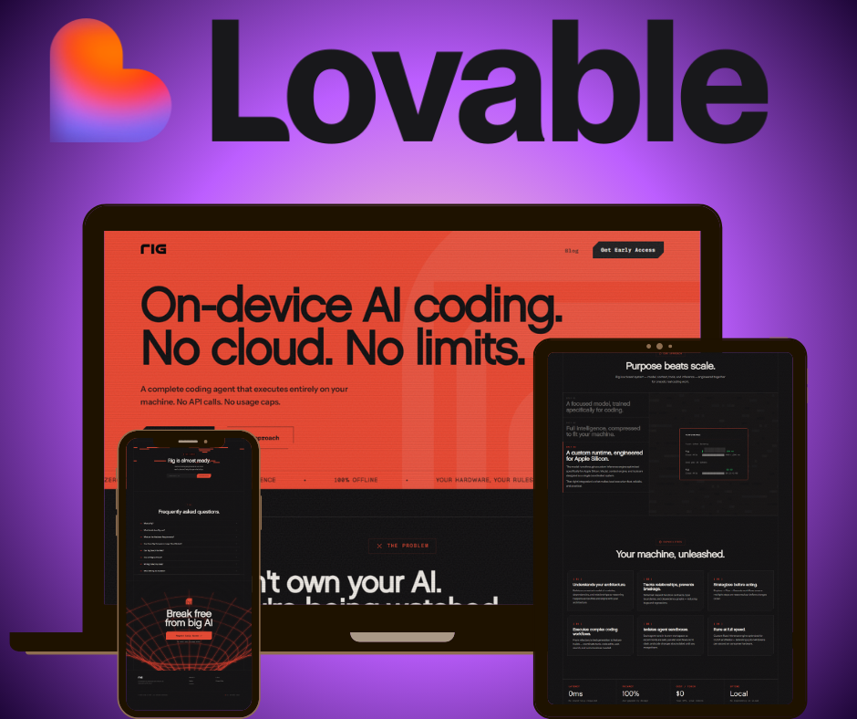 Responsive on-device AI product website displayed on three devices