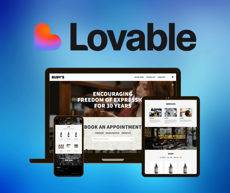 Responsive service booking website displayed on three devices